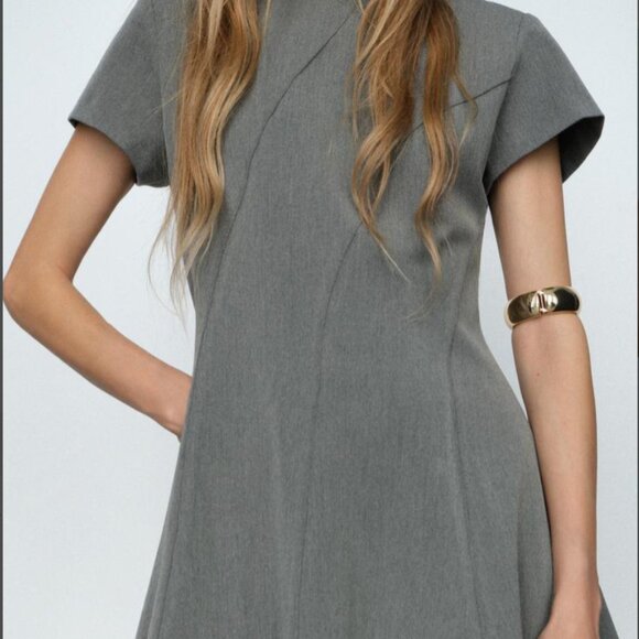 ZARA Gray Draped Midi Dress – Size XL – New With Tags (2121/023/811) 🩶 - Picture 3 of 16